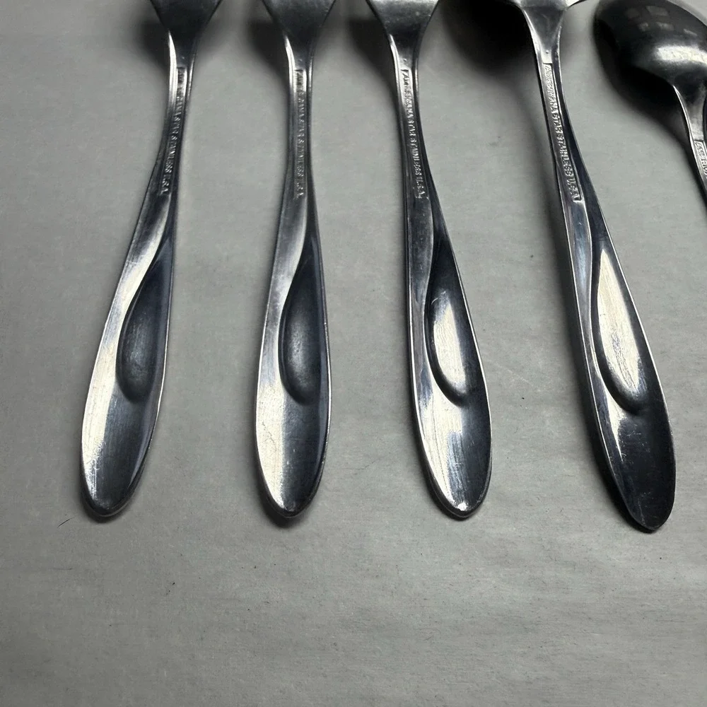 5 International Silver Americana Star Stainless USA Dinner Forks Soup Spoon